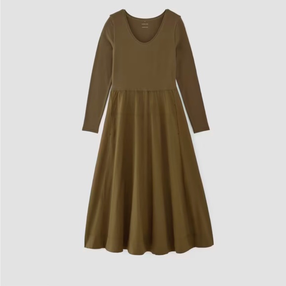 NWT Everlane The Long-Sleeve Riviera Dress Size Small - Beech - Picture 4 of 13
